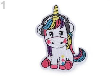 Aufbügler Einhorn Weiß mit Kopfhörer